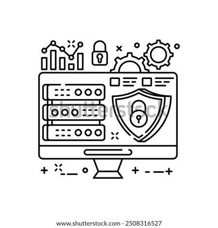 Cyber Threat Intelligence Outline Icon, Vector illustration