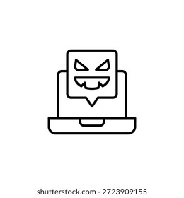 Ameaça cibernética Ícone Laptop Hacker Ataque Online Mal-Intencionado