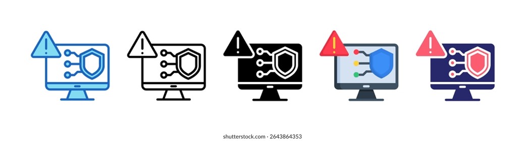 Cyber Threat Multiple Style Icon Set Collection.
