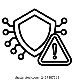 Ilustración de vector de línea de icono de amenazas cibernéticas