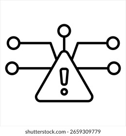 Cyber Threats Outline Icon Vector Illustration