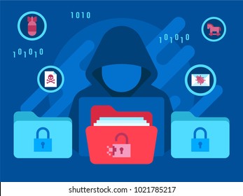 Cyber threats security concept with hacker computer technology 