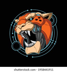 Cyber Tiger Head Illustration For Commercial Use