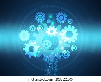 ciberárbol con ruedas de engranajes de cog tecnología futurista ilustración vectorial