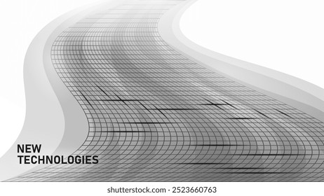  Conceito de ficção científica de salto no tempo de túnel cibernético. 3D velocidade movimento malha grade digital ciber movimento abstrato. ilustração do vetor de vórtice de transformação futura em círculo geométrico