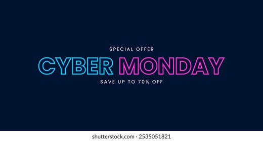 Cyber ​​Monday typography design. Cyber ​​Monday sale banner. Seasonal discount background. Vector illustration
