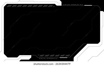Cyber UI Frame Design Template. Cyberpunk Stream Overlay Tech Frame Background.