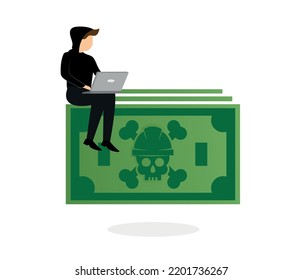 Cyber ​​phishing. Unsafe accounts, account theft. Social media breach attack, email or data fraud vector. hacker icon.