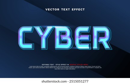 Cyber vector text effect with neon style
