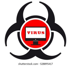 Cyber virus in a PC isolated on a white background.Security concept vector.PC virus icon.