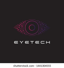 Cyber vision symbol vector logo.Eye Circuit Icon.Technologies for the global surveillance symbol.