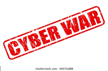 CYBER WAR red stamp text on white