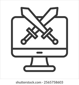 Cyber Warfare Icon Vector Illustration Outline Style