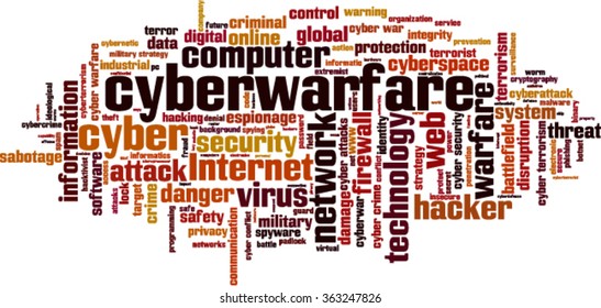 Cyber warfare word cloud concept. Vector illustration