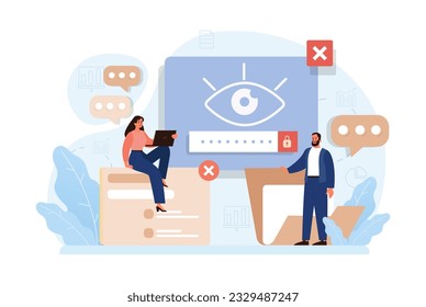 Cyber or web security set. Artificial intelligence provide data protection and database safety of a digital device. Protection of the internet access, cyber attack prevention. Flat vector illustration