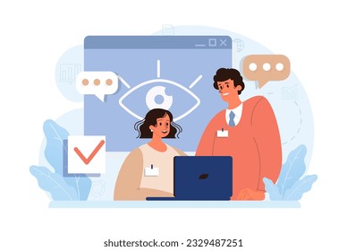 Cyber or web security set. Artificial intelligence provide data protection and database safety of a digital device. Protection of the internet access, cyber attack prevention. Flat vector illustration