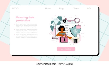Cyber or web security specialist web banner or landing page. Digital data protection and database safety. Cyberattack prevention. Flat vector illustration