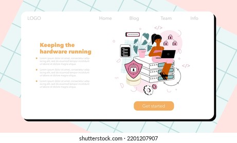Cyber or web security specialist web banner or landing page. Digital data protection and database safety. Cyberattack prevention. Flat vector illustration