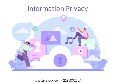 Cyber or web security specialist. Digital data and database safety. Protection of an information in the internet, cyberattack prevention or preventing data leak. Flat vector illustration