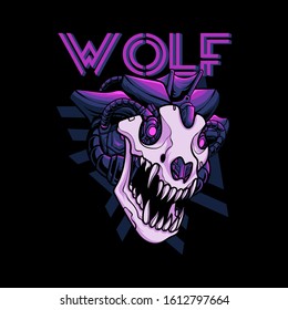 Cyber wolf robot vector illustration