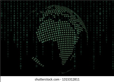 Cyber world, binary code abstract background.