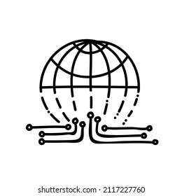 Cyber world icon. Metaverse. Hand drawn vector illustration.