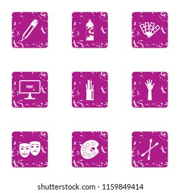 Cyberattack icons set. Grunge set of 9 cyberattack vector icons for web isolated on white background