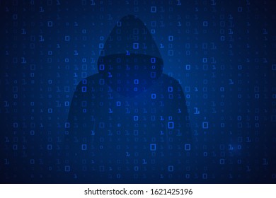 cyberattack on the entire telecommunication system. hacker comming on binary code and try to hack data abstract background.