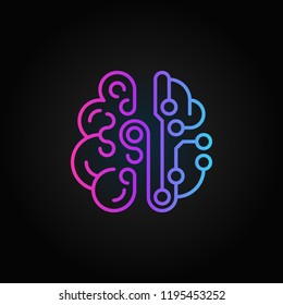 Cyberbrain colorful line icon. Vector Smart Brain modern linear symbol on dark background