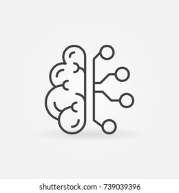 Cyberbrain line icon. Vector artificial intelligence brain concept outline sign