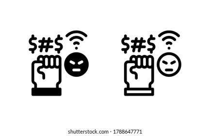 Cyberbullying, Abuse Online Bully Icon, Logo, Vector