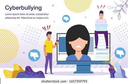 Cyberbullying Danger Social Network Communication Problem Stock Vector ...