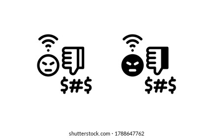 Cyberbullying, Dislike Abuse Online Bully Icon, Logo, Vector