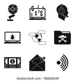 Cyberbullying icons set. Simple set of 9 cyberbullying vector icons for web isolated on white background