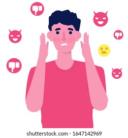 Cyberbullying, social network harassment concept. Vector illustration.