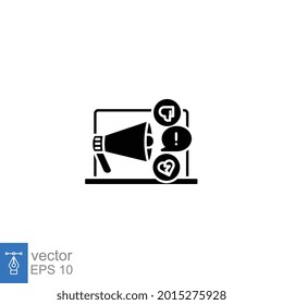 Cyberbullying solid icon. Impersonate social media bully, insult behavior. Digital harassment, emotional message. Haters online flat pictogram. Vector illustration design on white background EPS 10