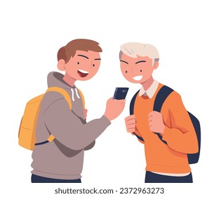 Cyberbullying with Teen Boy Engaged in Hate and Online Harassment with Smartphone Vector Illustration