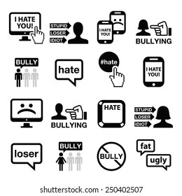 Cyberbullying vector icons set