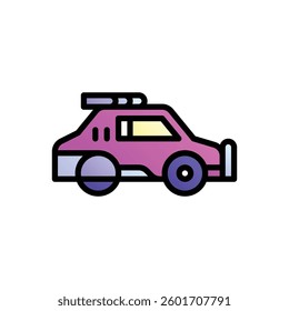 Cybercar. Editable vector icon, coloured with outlined stroke.