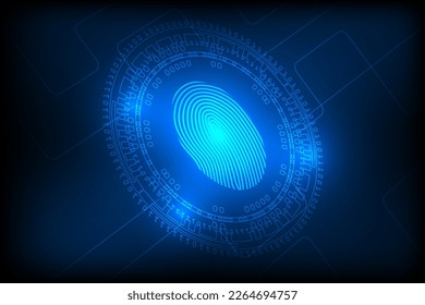 cybercrime concept technology abstract. fingerprint with code number high protection background.