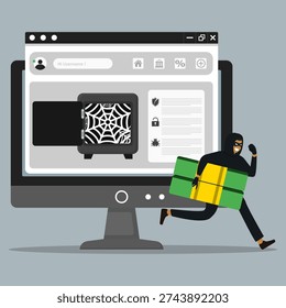 Cybercrime Hacker Stealing Money and Data from Online Account