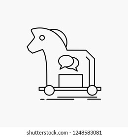 Cybercrime, horse, internet, trojan, virus Line Icon. Vector isolated illustration