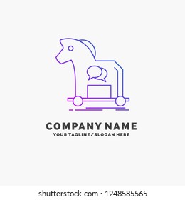 Cybercrime, horse, internet, trojan, virus Purple Business Logo Template. Place for Tagline