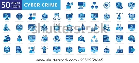 Cybercrime icon set of awareness, phishing, prevention, internet, intelligence, security, target, information technology, password, privacy, spam, hacking, virus, computer network, protection, spyware