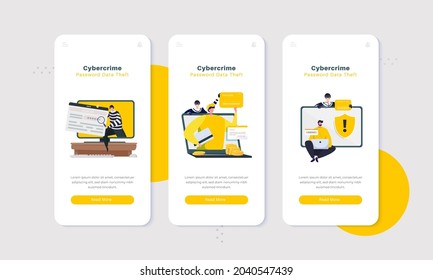 Cybercrime password data theft illustration on onboard screen concept