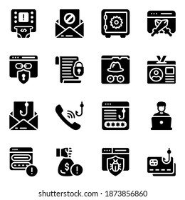 
Cybercrime and Phishing Solid Icons