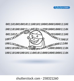 Cybercrime, Thief Hacking, vector illustration.