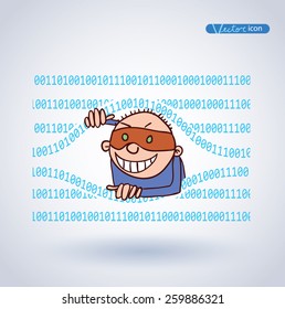 Cybercrime, Thief Hacking, vector illustration.