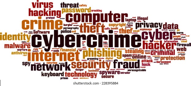 Cybercrime word cloud concept. Vector illustration