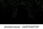 A cybercriminal in a stream of binary code a dynamic vector background symbolizing data flow and digital breaches. Hacker in binary code stream.